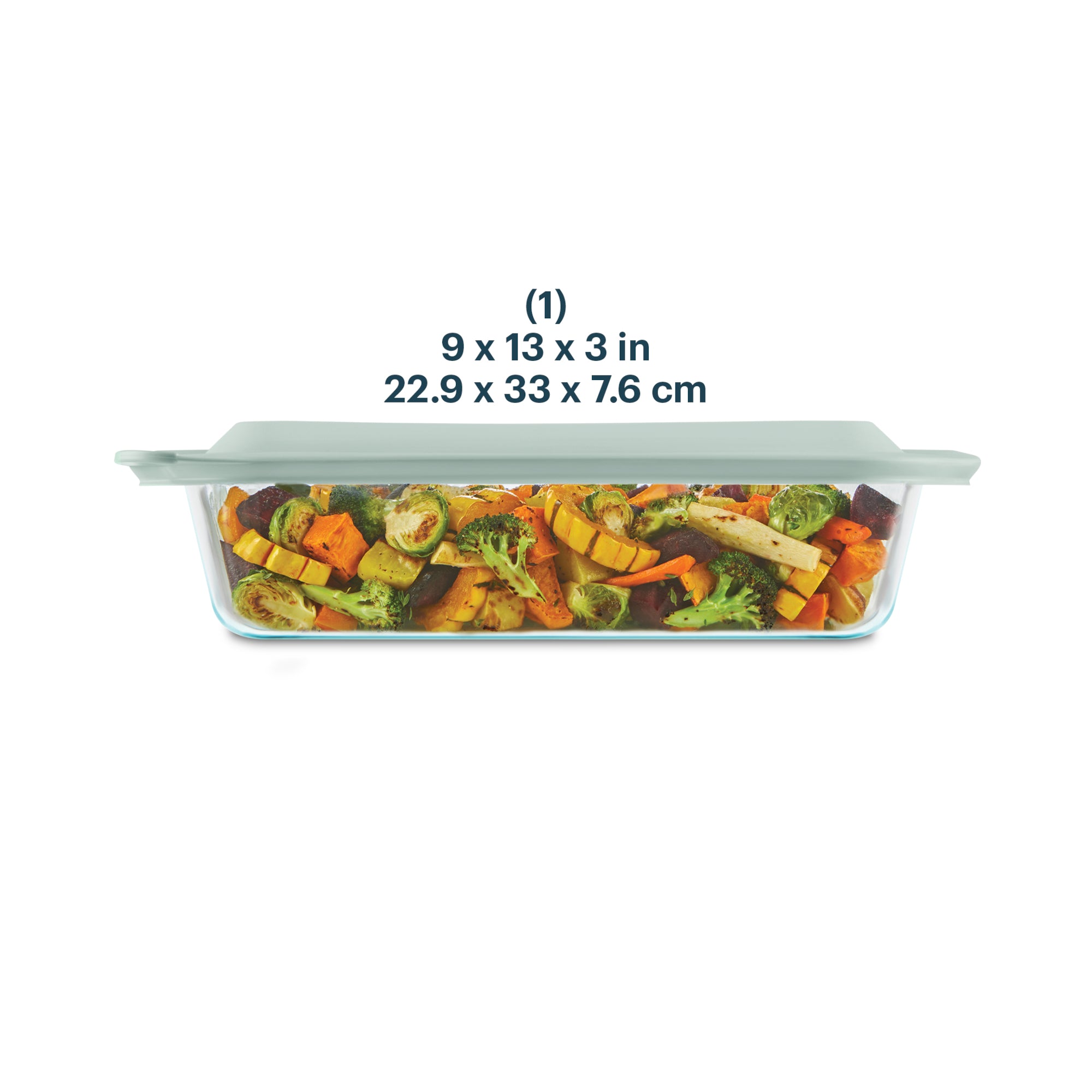 Pyrex® Deep 9 x 13 Rectangular Glass Baking Dish with Sage Green Lid - Image 2