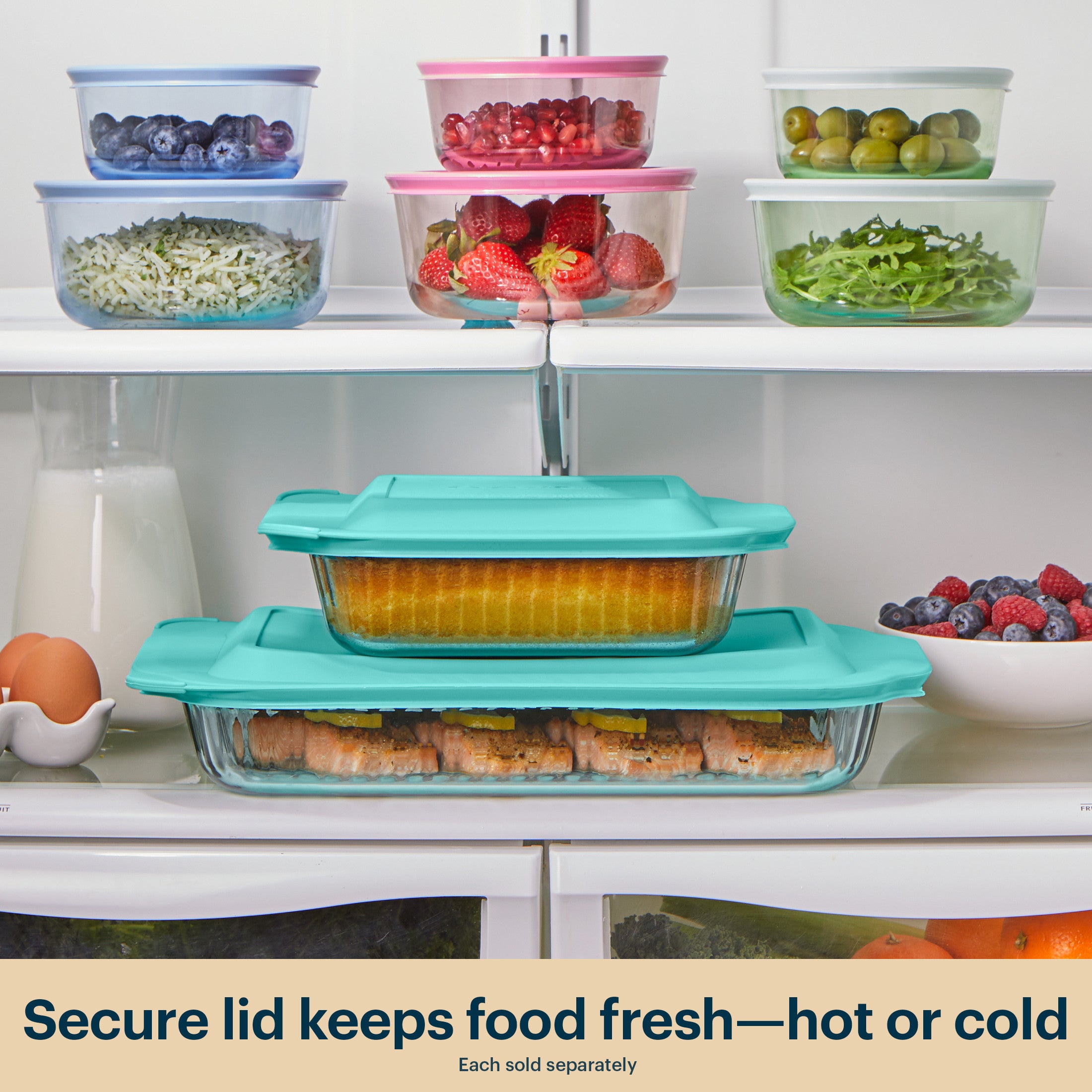 Pyrex® Sculpted Tinted Glass 8 Square Baking Dish with Lid. Aqua - Image 6