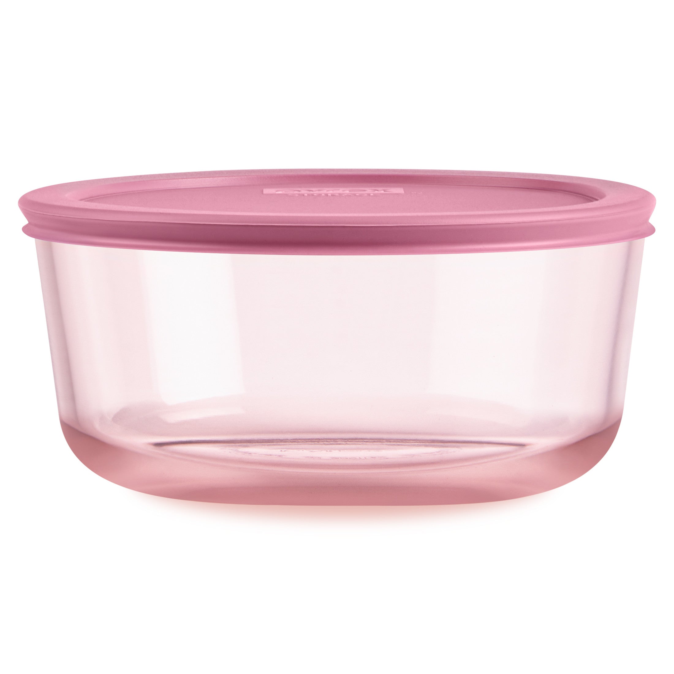 Pyrex® Simply Store® Tinted Glass 7-cup Round Storage Container with Lid. Pink