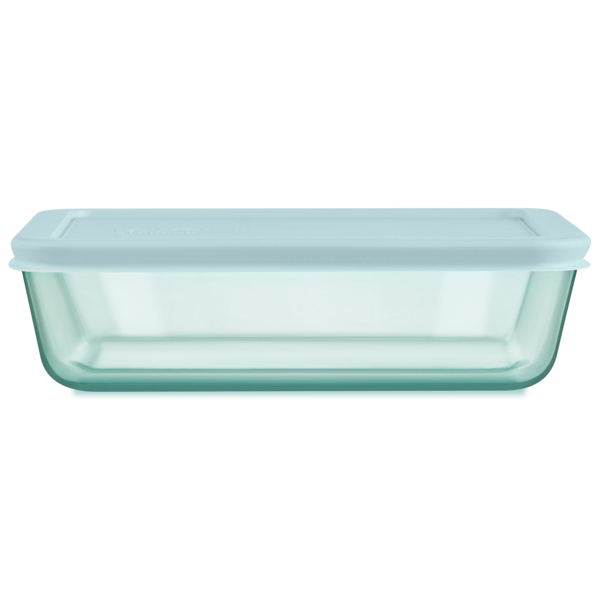 Pyrex Simply Store Tinted Glass 6-cup Rectangle Storage Container with Lid. Aqua