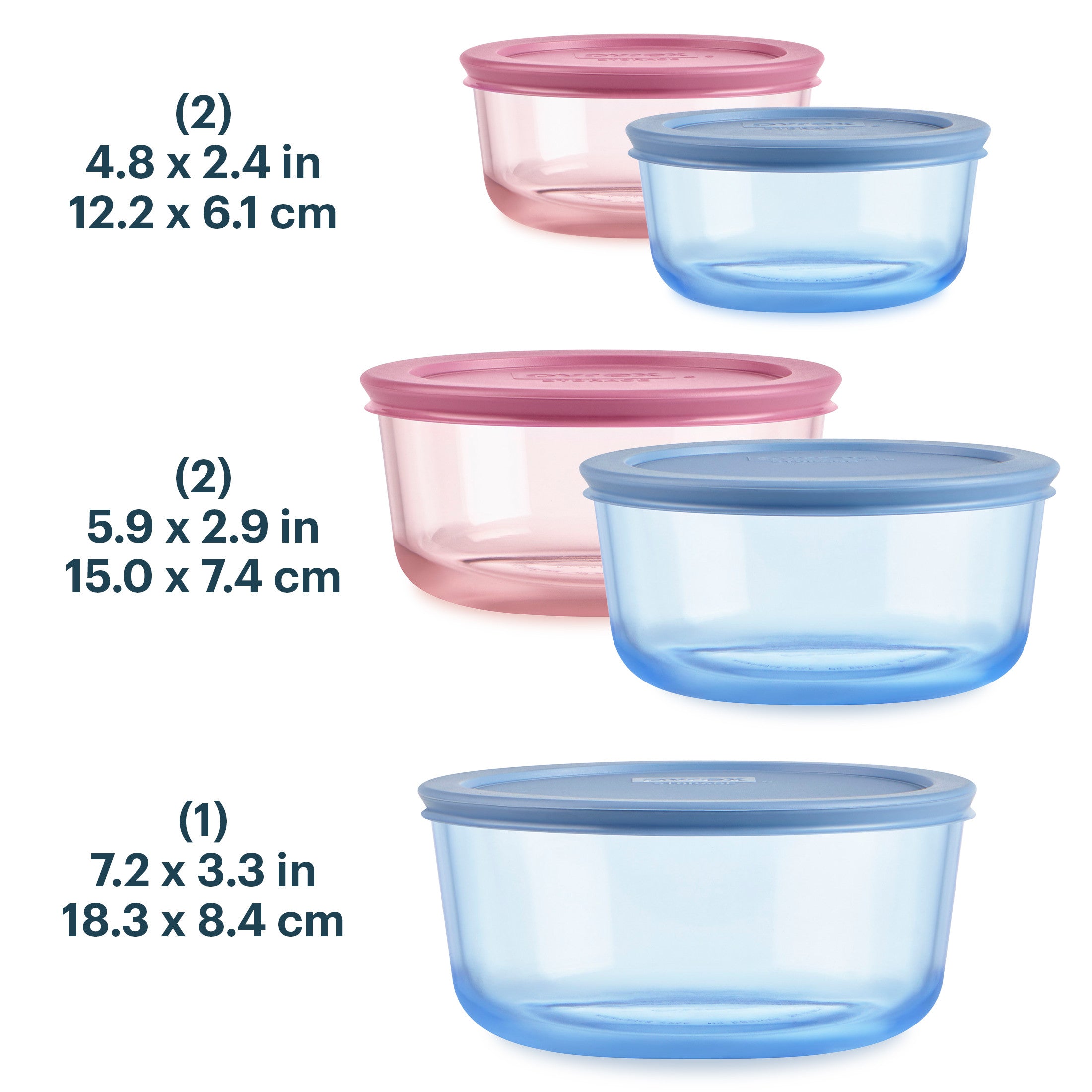 Pyrex? Simply Store? Tinted Glass Round Storage Containers. 10-pc Set. Mixed Colors - Image 3