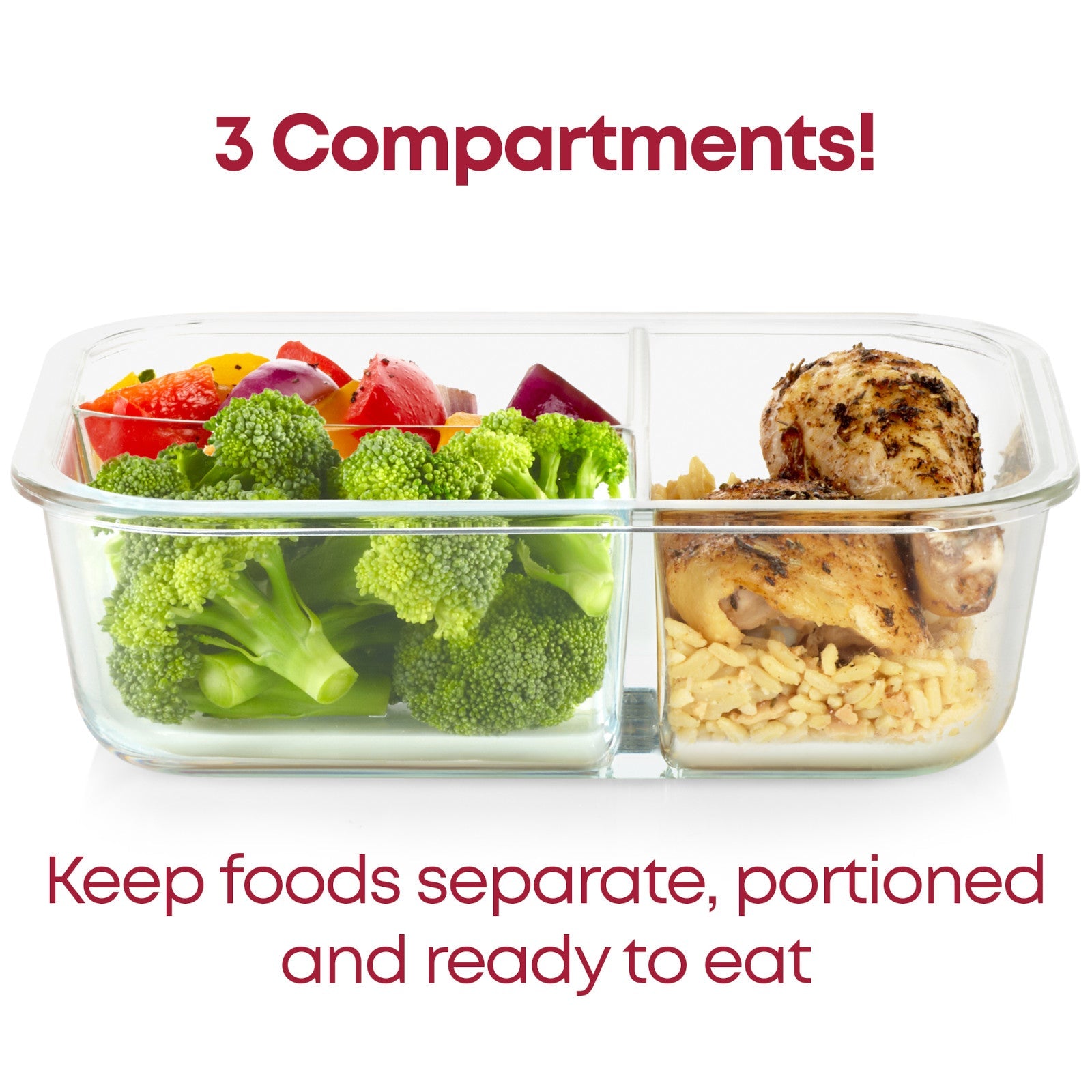 Pyrex? MealBox? 5.5-cup Divided Glass Food Storage Container with Green Lid - Image 4