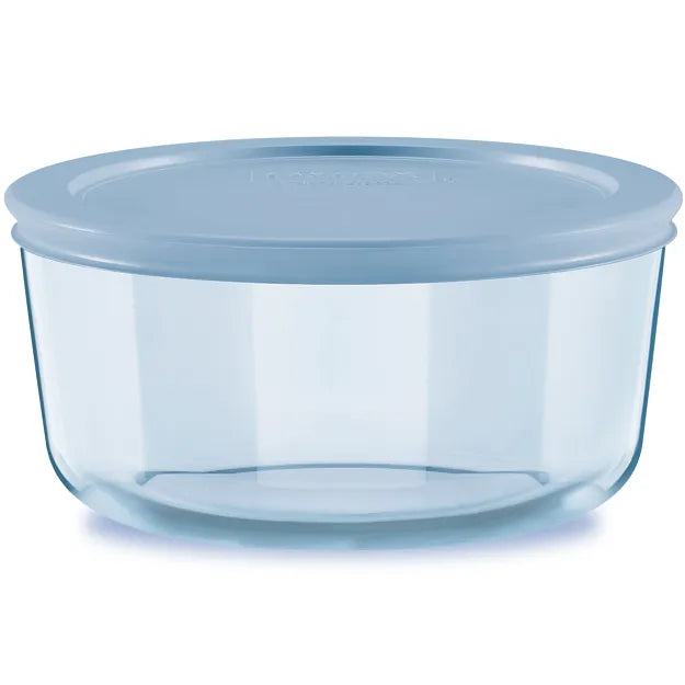 Pyrex Simply Store Tinted 4-cup Round Storage with Blue Plastic Lid