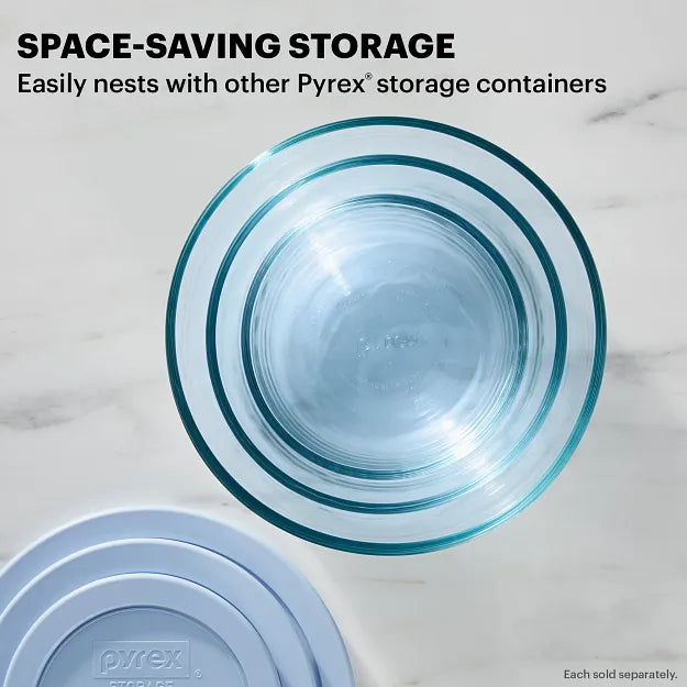 Pyrex Simply Store Tinted 4-cup Round Storage with Blue Plastic Lid - Image 3
