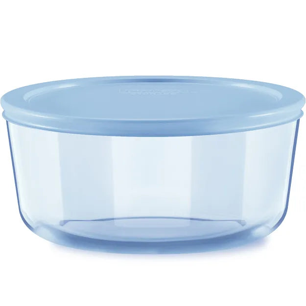 Pyrex® Simply Store® Tinted 7-cup Round Storage with Blue Plastic Lid