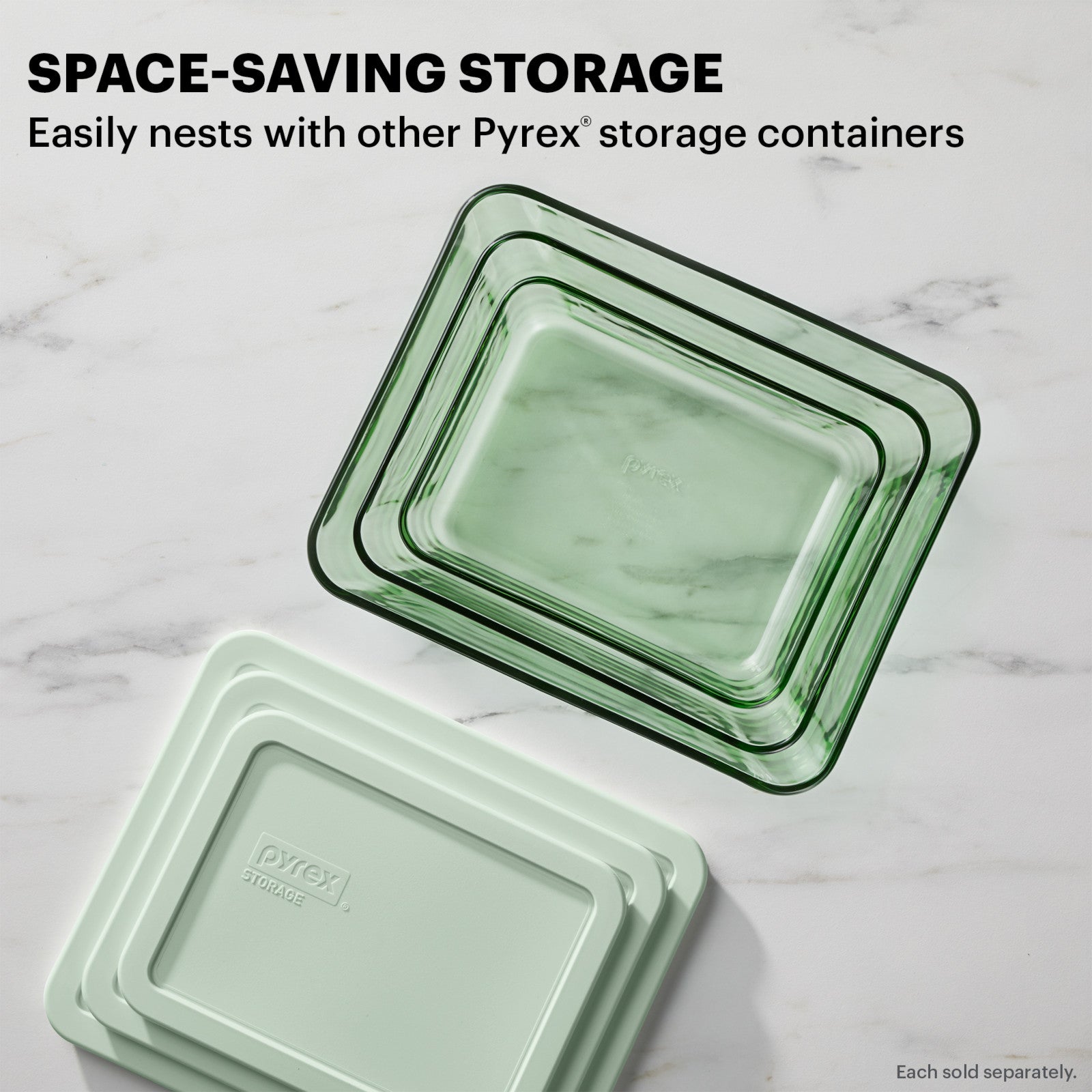 Pyrex? Simply Store? Tinted 3-cup Rectangle Storage with Green Plastic Lid - Image 4