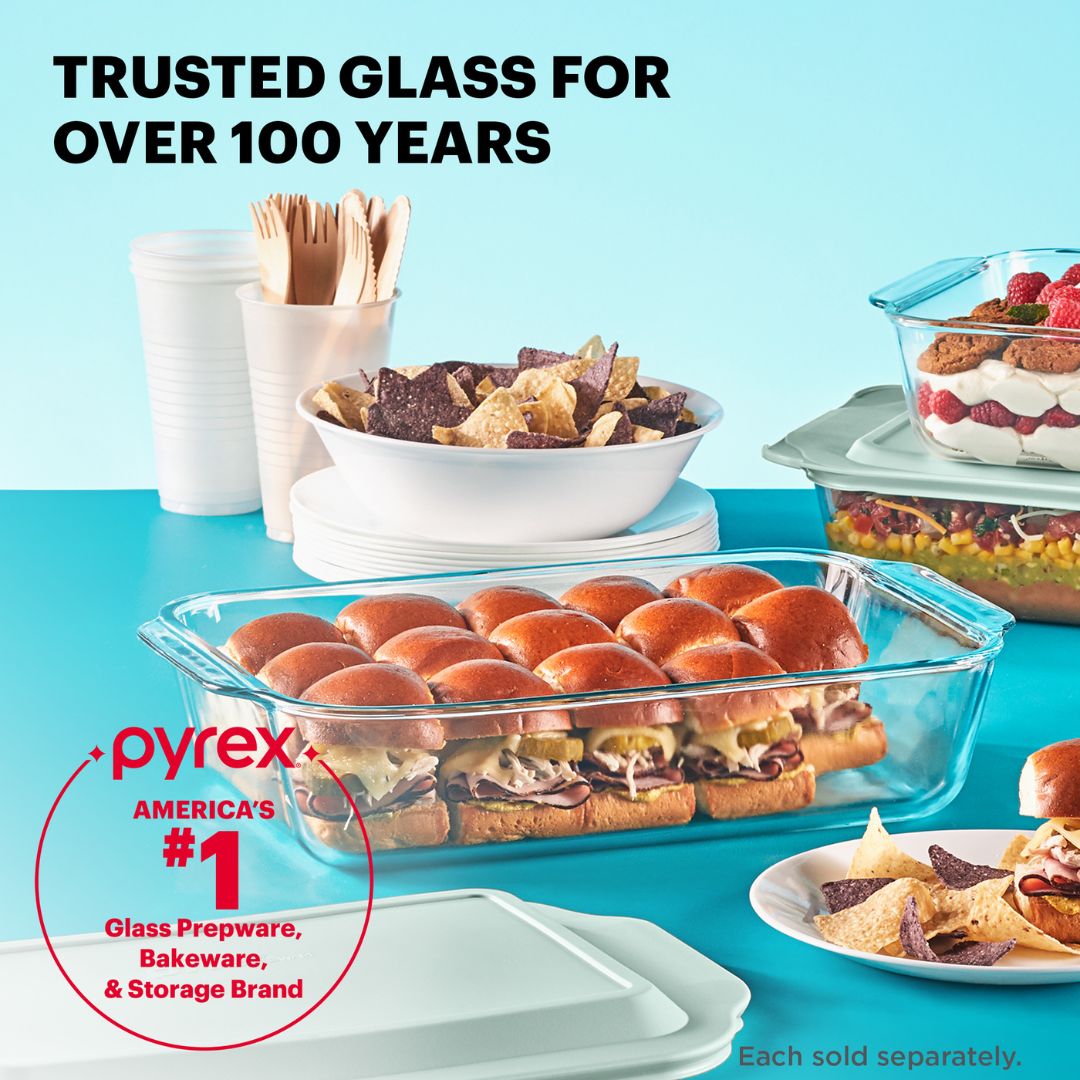 Pyrex® Deep 9 x 13 Rectangular Glass Baking Dish with Blue Lid - Image 4