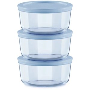 Pyrex? Simply Store? Tinted 6-piece Round Storage Value Pack with Blue Plastic Lids