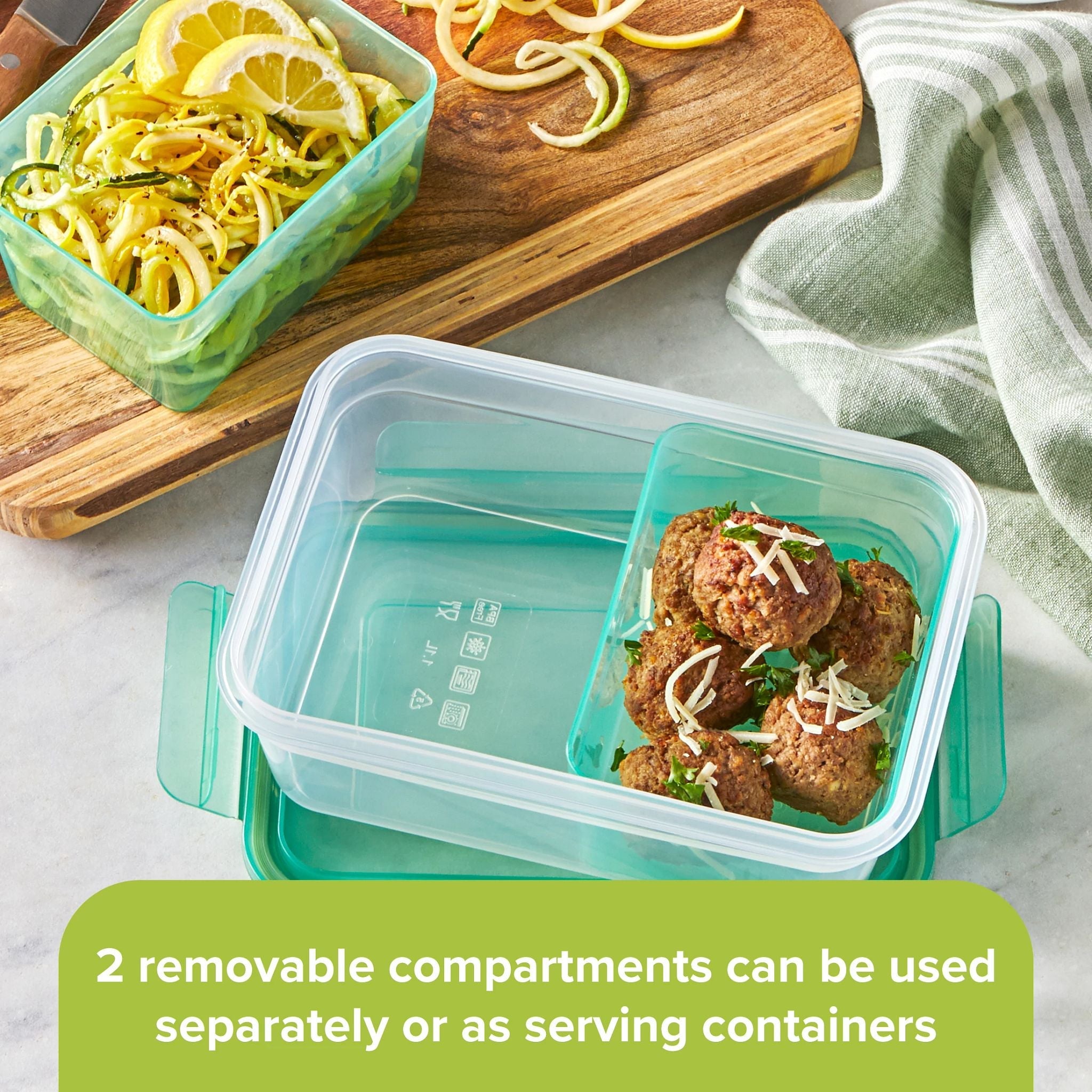Snapware? Meal Prep Divided: 4.6-cup Rectangle Storage Container. 2-Section - Image 2