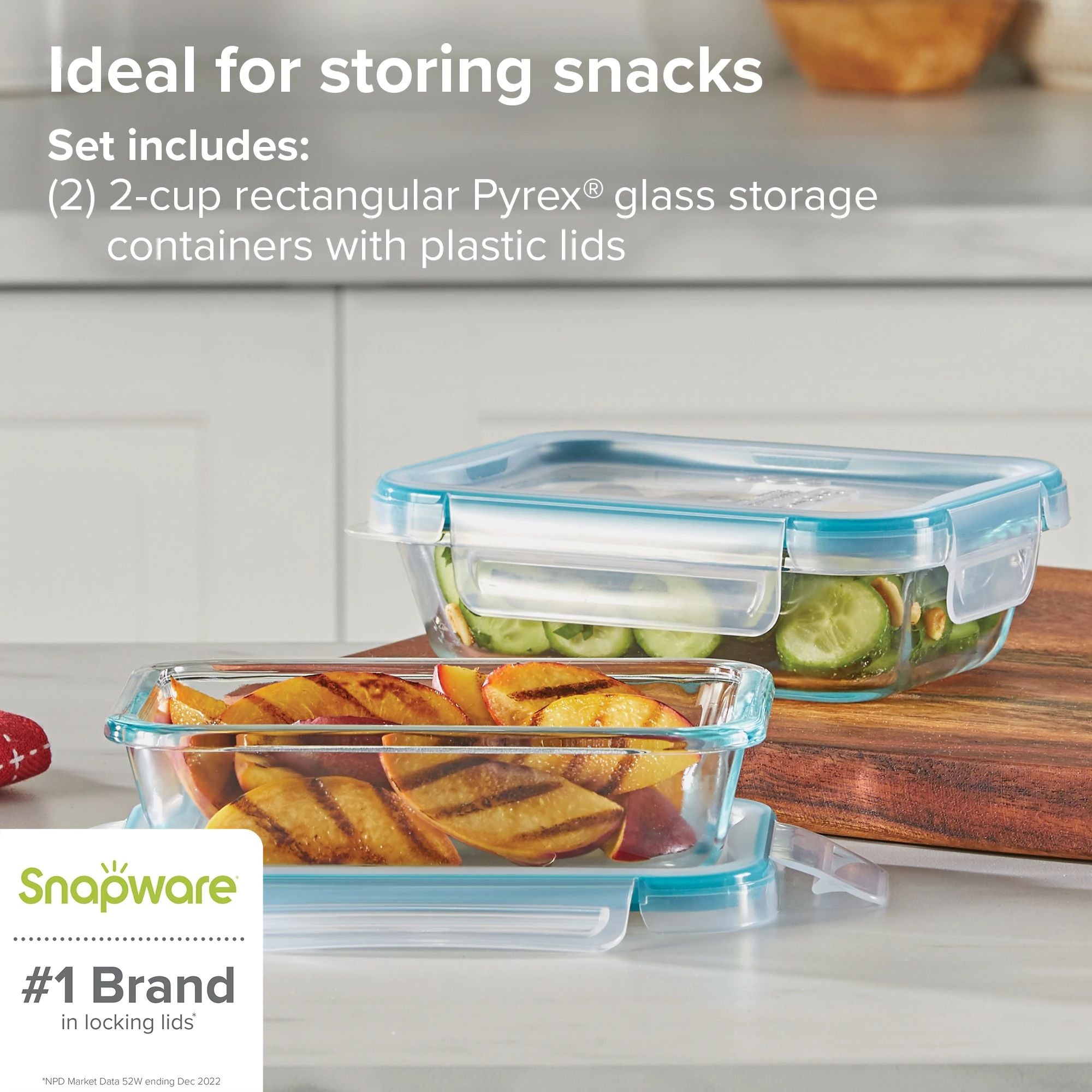 Snapware Total Solution Pyrex 4-piece Glass Storage Set with Plastic Lids - Image 3